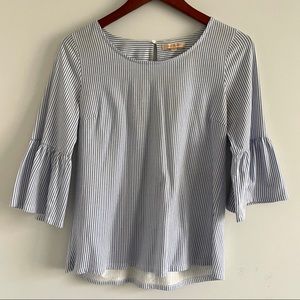 Blue and White Striped Blouse